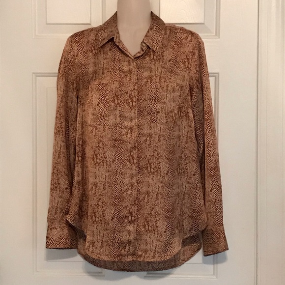 a new day toffee & cream snake print silky blouse - Picture 1 of 5